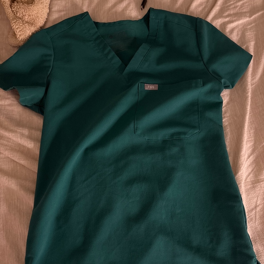 Figs Hunter Green One Pocket Catarina Top XXS